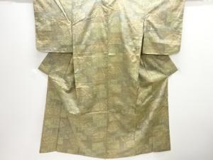 色紙に花模様織出し西陣お召し着物